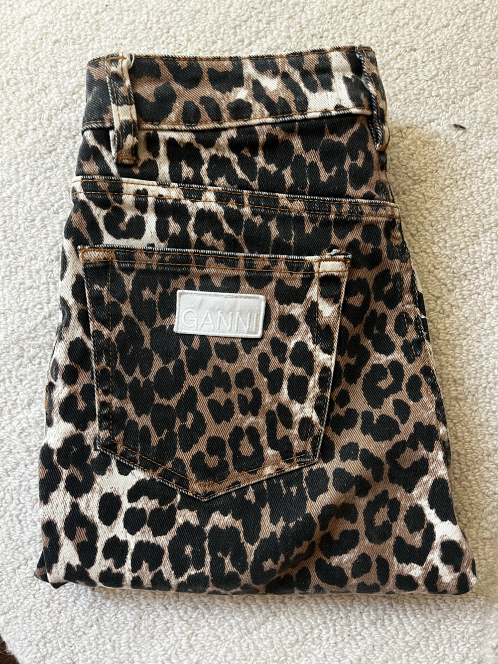 Ganni Cropped stretch Leopard Jeans
